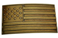FL103 Vintage Steampunk Antique Brass Plated American USA Flag Buckle 34mm
