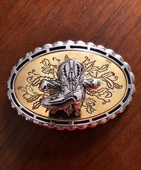 Western Golden Cowboy Boots Cowgirl Spurs Rodeo Unisex Men’s Belt Buckle