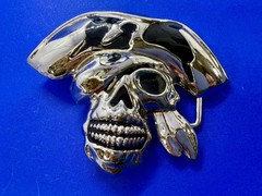 Pirate Skull Head with Hat Bandana Halloween Cosplay Raised 3D Belt Buckle