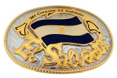 6 Pcs El Salvador Flag Belt Buckle LOT Salvadorans Mother Anniversary Wholesale