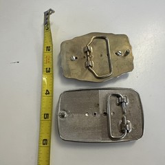 2 Vintage Gemstone Belt Buckles Polished Stone Inlay Western