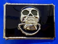 Door knocker Skull Head with Clear Rhinestone Teeth Gothic Punk Lg Belt Buckle