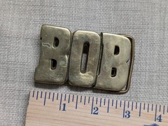 vintage 1970s belt buckle BOB western SOLID BRASS cowboy trucker NAMED