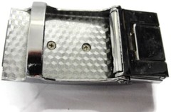 Men&rsquo;s Automatic Belt Buckle Silver Tone & Black Fashion