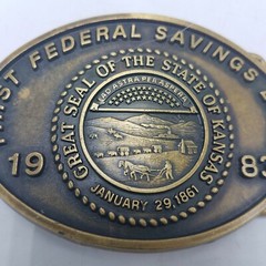 Vintage 1983 First Federal Savings Bank of Newton Kansas Belt Buckle Limited Ed