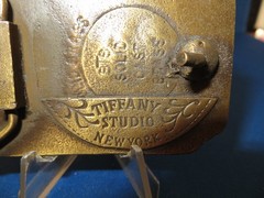 Vintage Reproduction Brass Tiffany Studio Steam Train Locomotive Belt Buckle