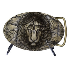 Solid Belt Buckle for Men « LION », Handmade Brass Buckle,Vintage Lion Head Buckle