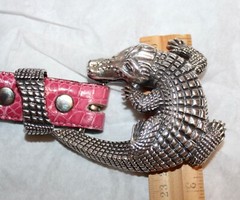 CROCODILE STERLING SILVER BELT BY ALEXANDER PINK ALLIGATOR 42