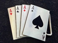 Poker Hand Four Aces – New Cutout Vegas Vibe Gambling Hand Belt Buckle
