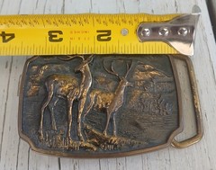 VtgBrassBeltBuckleDeerBuckHunterGoldWesternClassicBikerRockabillyUSACowboy70s80s