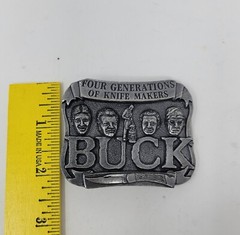 Belt Buckle Buck Knives Pewter Four Generations Smoky Mountain Knife Works