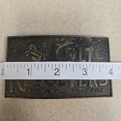 Vtg COLT REVOLVERS BRASS BELT BUCKLE ANTIQUE FINISH WESTERN « Worlds Right Arm »