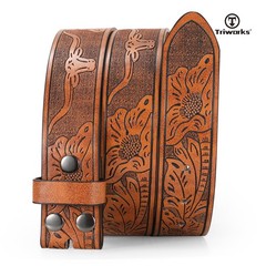 TRIWORKS Western Belts for Men without Buckle Cowboy Fit Size 46&Prime;-50&Prime;, Brown