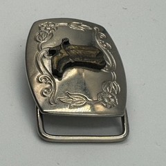 Vintage Western Cowboy Boots Belt Buckle Silver Brass Tone Floral Made in USA