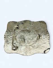 Vintage Crumrine Two-Tone Silver Gold Eagle Texas State Western Belt Buckle USA