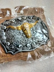 Western Rodeo, Bull Riding with 3-D Bull or Steer metal belt Buckle, New! #3