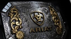 Ariat Logo Western Belt Buckle Floral Silver & Gold tone A37022