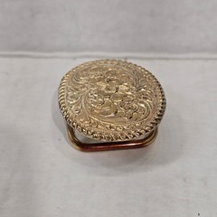 Vtg Crumrine El Arturo Bronze Western Belt Buckle Gold Floral Scroll Rope Edge