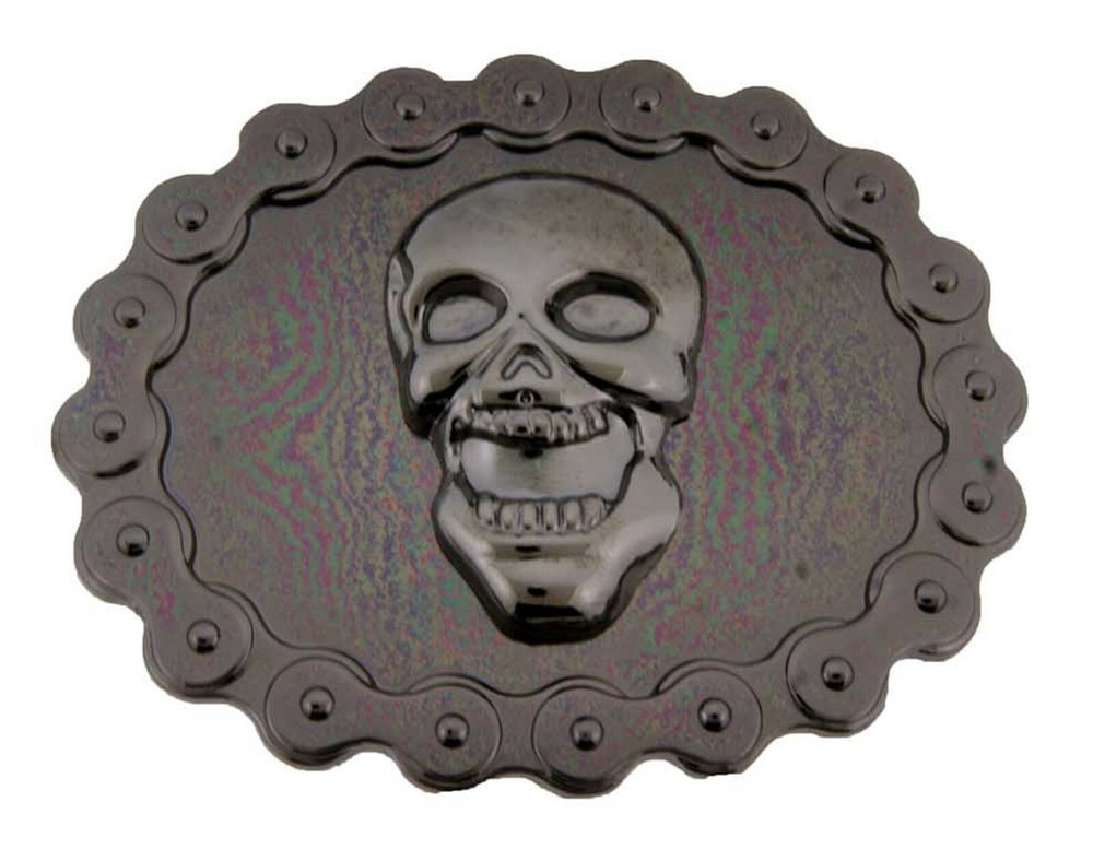 Skull Belt Buckle Skeleton Biker Gunmetal Finished Tattoo Gothic Halloween Party