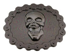 Skull Belt Buckle Skeleton Biker Gunmetal Finished Tattoo Gothic Halloween Party