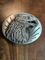 3D Men&rsquo;s American Eagle Belt Buckle USA Proud Antique SilverTone Fits 1.5&Prime; Belt