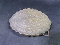 Tiffany Studio New York American Police PIG Brass Belt Buckle 3.5&Prime;x2.5&Prime;