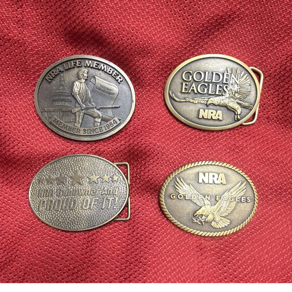 NRA Golden Eagles Life Member Men&rsquo;s Western Belt Buckles Bronze Gold Antique Lot