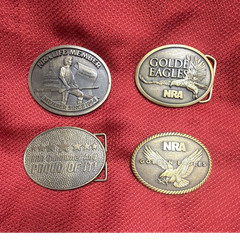 NRA Golden Eagles Life Member Men&rsquo;s Western Belt Buckles Bronze Gold Antique Lot
