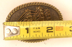 1985 VTG Sailing Ship 1.5&Prime; x 2.5&Prime; Brass Belt Buckle BTS Solid Brass Specialtes