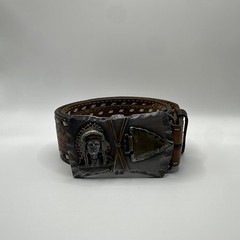 Arroyo 91 Grand Belt Buckle Native American Tooled Leather Belt 39 Inch