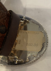 Montana Silversmith Letter F Belt Buckle w/ Leather Belt Size 48/120 Used