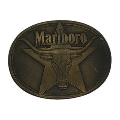 Buckle: Vintage 1987 Marlboro. Longhorn & Star Design. Solid Brass