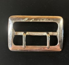Vintage Solid Brass Chrome Plated 2.25” Double Prong Duty Belt Buckle USA #6