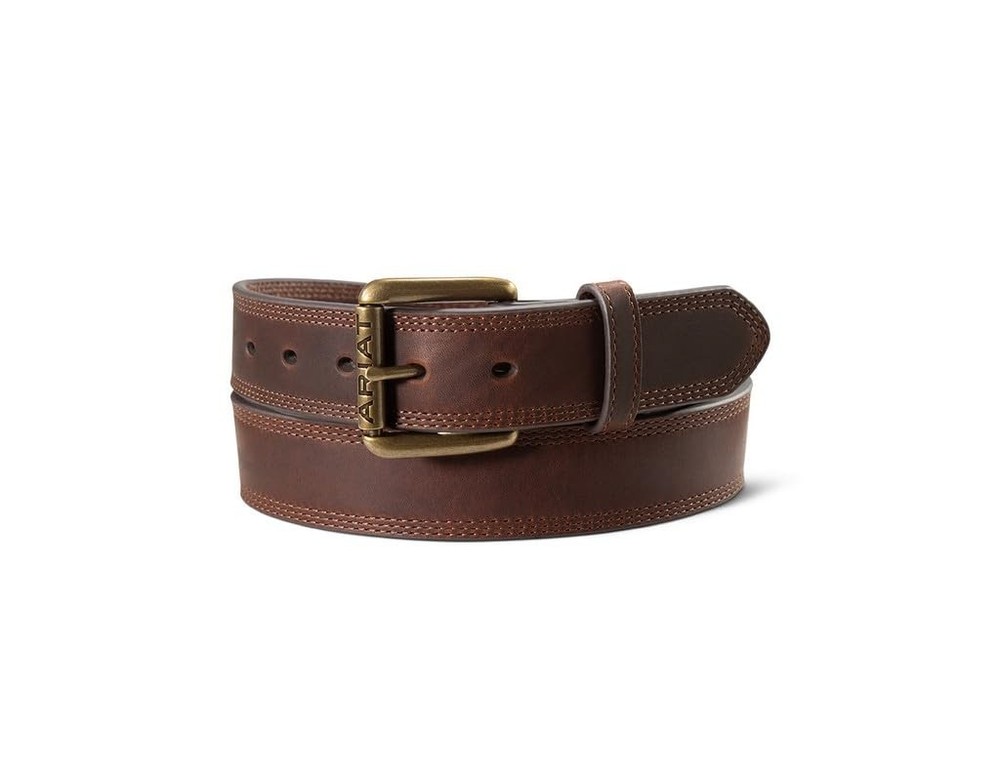 ARIAT Men&rsquo;s Brown Work Belt with Triple Stitch and Roller Buckle, 34 34,