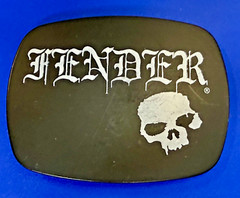 FENDER Electric Guitars Skull Musician Rock Band Black Belt Buckle