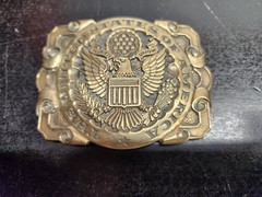 ADM Belt Buckle Solid Brass Great Seal USA Patriotic Western 3.5&Prime;x2.5&Prime;