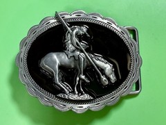 End of the Trail Native American Indian Saga Enameled Silver Color Belt Buckle