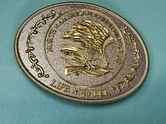 North American Hunting Club Belt Buckle Of Life Member Eagle Rifle Emblem