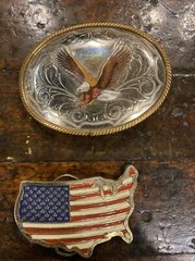 Flag Belt Buckles & German Silver Eagle Flying Vintage