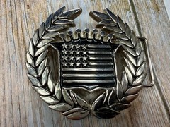 Famous Stars & Stripes Cadillac Crown Logo Olive Branch Silver Color Belt Buckle