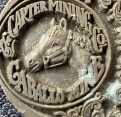 Vintage 1987 Carter Mining Co. Caballo Mine Belt Buckle One Million Tons