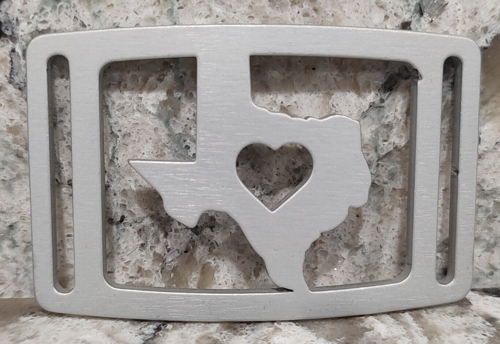 GRIP6 BELT BUCKLE – I LOVE TEXAS – SILVER GRANITE – 1.5 INCH WIDE