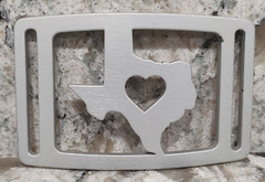 GRIP6 BELT BUCKLE – I LOVE TEXAS – SILVER GRANITE – 1.5 INCH WIDE