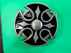Maltese Celtic Iron Cross Religious Black Enamel Cutout Gothic Punk Belt Buckle