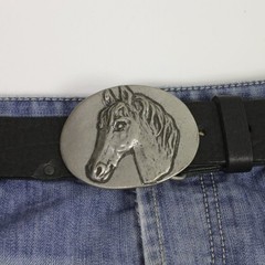Horse Head Belt Buckle With Detailed Design In Antique Silver Finish