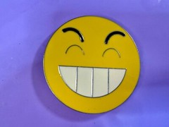 Grinning Smiley Face Yellow Emoji Funny Cool Novelty Round Large Belt Buckle