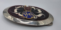 Case Belt Buckle Old Abe Bald Eagle & Globe Trademark Red Cloisonne READ