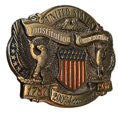 USA Constitution Commemorative 200th Anniversary Belt Buckle Ltd Edition Brass