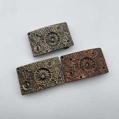 Copper Casted Leather Belt Buckle,Moon Design Rectangular Buckle