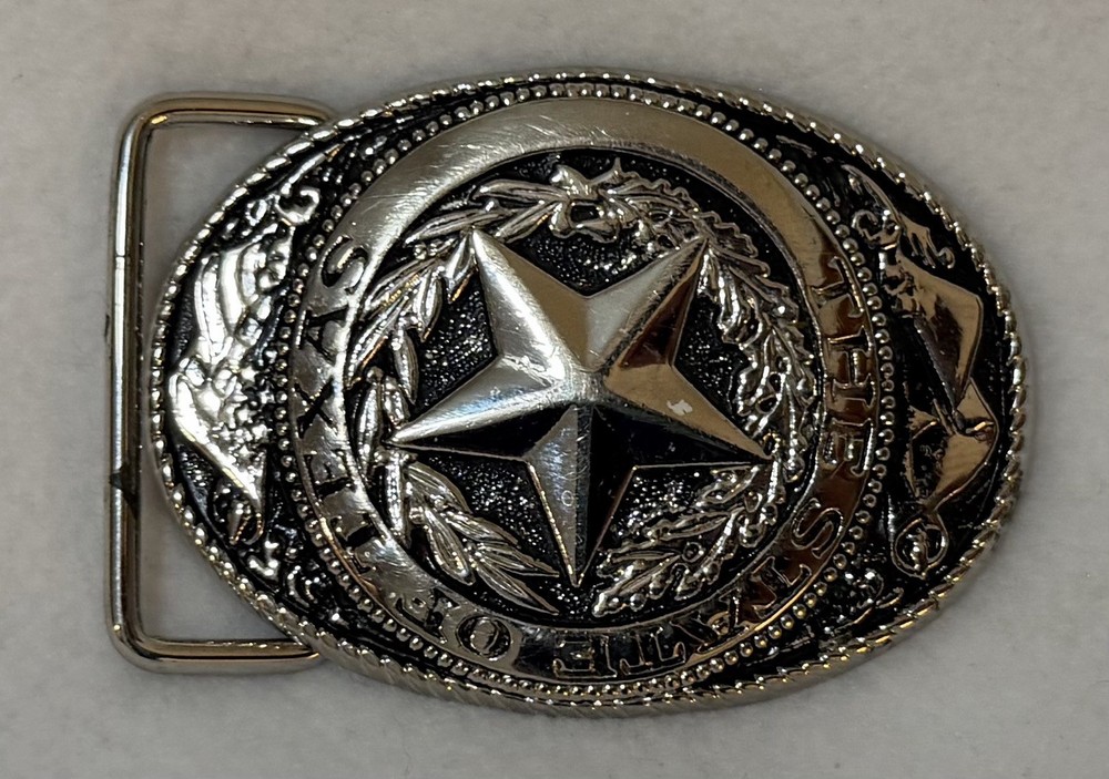 Men’s Silver Metal Oval Texas Lone Star Floral Western Belt Buckle 1.5&Prime; USA